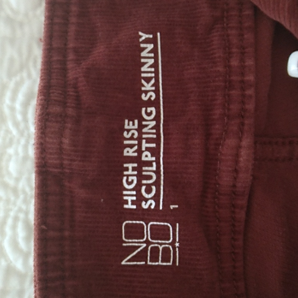 Girl's NOBO High Rise Sculpting Skinny Rust Colored Corduroy Jeans size 1